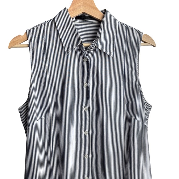 Jenni Kayne Striped Maxi Shirt Cotton dress Size M Blue White Casual Resort - Picture 2 of 7